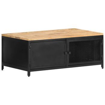 Mesa De Centro De Madera Maciza De Mango Rugosa 90x50x37 Cm Vidaxl