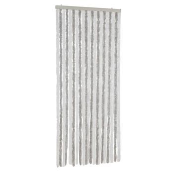 Cortina Antimoscas Chenilla Gris Claro Y Blanco 90x200 Cm