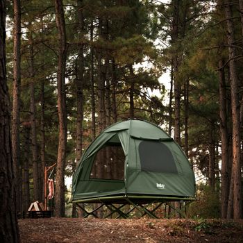 SoBuy OGS32-II-L Cama plegable con tienda de campaña para 2 personas, tienda 4 en 1 sobre patas con bolsa de transporte, tienda familiar sin colchón, tienda de pesca, 193 x 188 x 145 cm, hasta 180 kg