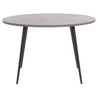mesa de comedor con tablero efecto hormigon redonda patas de metal negro 120 cm estilo glamour moderno odeon
