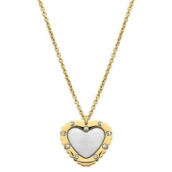 Cadena de acero inoxidable chapado en oro colgante corazón