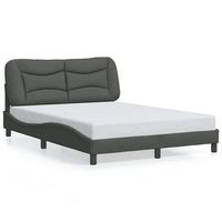 estructura de cama sin colchon hvar tela gris oscuro 140x190 cm vidaxl