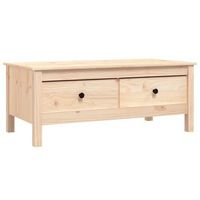 mesa de centro con dos cajones diseno rustico 100 x 50 x 40 cm madera maciza de pino sin tratar dec036934
