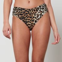 ganni leopard-print recycled bikini bottoms - eu 34uk 6