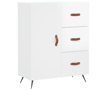 Vidaxl aparador de madera contrachapada blanco brillante 69,5x34x90 cm