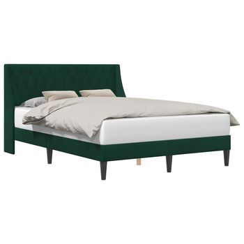 Estructura De Cama Verde Oscuro 140 X 190 Cm Terciopelo Vidaxl
