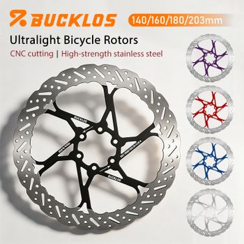 Rotor de Freno para Bicicleta BUCKLOS de 140mm 160mm 180mm 203mm, Ultraligero, para Bicicleta de Carretera y Montaña, Rotores de Freno de Disco Hidráulico con 6 Pernos