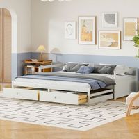 cama nido 90 x 200 cm con 2 cajones - madera de pino - somier de laminas - blanco