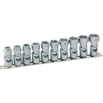 Hazet 880g/10h Juego De Llaves De Vaso Hexagonales Con Articulación ∙ Cuadrado Hueco 3/8 Pulgadas (10 Mm) ∙ Perfil De Tracción De Hexágono Exterior ∙