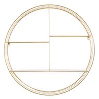estanteria redonda de pared en hierro forjado dorado