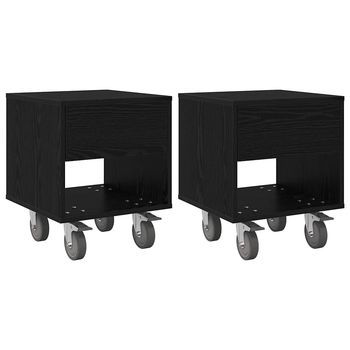Pack 2 Uds Mesita De Noche | Armario De Noche | Mesa De Noche Roble Negro 40,5 X 40 X 48 Cm
