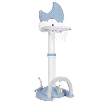 Juego De Aro De Baloncesto Para Niños 4 En 1 Con Baloncesto Y Aro. Fútbol Y Soporte De Baloncesto De Lanzamiento De Aros Azul