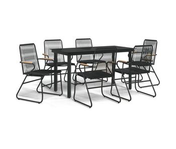 Juego de comedor para jardin 7 piezas ratán pvc negro