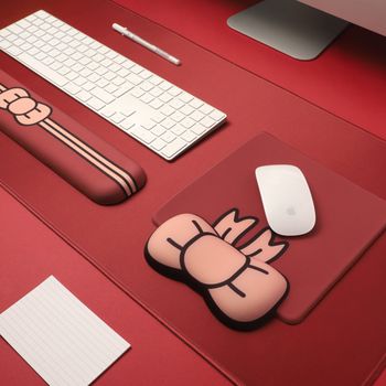 Alfombrilla de Ratón de Silicona con Diseño de Lazo Rojo Vino, Alfombrilla de Escritorio Grande Antideslizante, Alfombrilla Ergonómica para Teclado, para Oficina, Hogar y Juegos