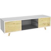 mueble de tv inna  - 140 x 42 x 45 cm - blanco  madera