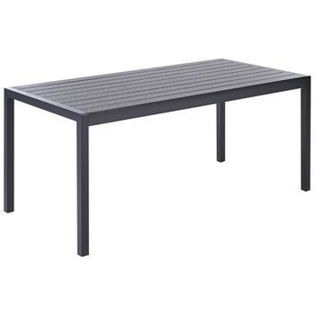 Mesa De Comedor De Jardín Para 6 Personas Aluminio Madera Plástica Negro 180 X 90 Cm Vernio