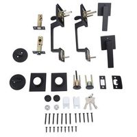 conjunto de manijas para puertas dobles frontales cuadradas modernas de alta resistencia con espaciado de agujeros ajustable en negro