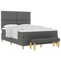 cama tipo box spring con cojin gris oscuro 200 x 160 cm tela vidaxl