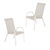 pack 2 sillones de jardin con textilene reforzado  aluminio y textilene color blanco envejecido 57x74x965