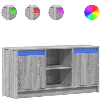 Mueble De Tv | Mueble De Salón | Gabinete De Tv Con Led Madera Ingeniería Gris Sonoma 100x34x50 Cm