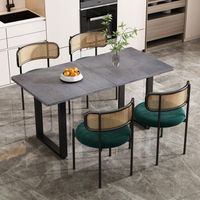 conjunto de mesa y sillas - comedor - tablero de particulas y metal - negro y gris