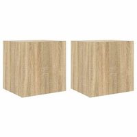 2 uds muebles tv pared  mueble de salon  armario tv luces led roble sonoma 405x35x40 cm