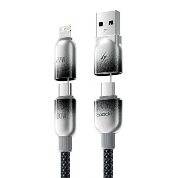 Toocki X118C2 100W USB-A/Type-C a Type-C/iP Cable de carga rápida y transmisión de datos, núcleo de cobre estañado, 1.2M
