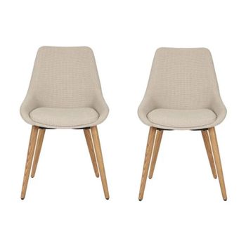 Conjunto de 2 sillas de comedor de tela y patas de madera