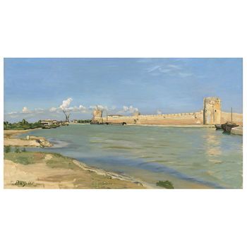 Legendarte - Cuadro Lienzo, Impresión Digital - Las Murallas De Aigues Mortes - Frédéric Bazille - Decoración Pared Cm. 50x90