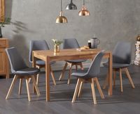 oxford 120cm solid oak dining table with duke fabric chairs