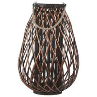 linterna candelero decorativo con mango de cuerda 60 cm madera sauce marron farol kiusiu