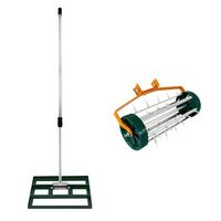 nivelador de 50 cm y aireador rodante de cesped  puas 38cm  r verde