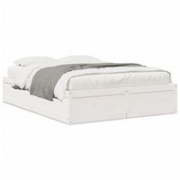 cama doble  cama para adultos  estructura de cama de madera maciza de pino blanco 140x190 cm