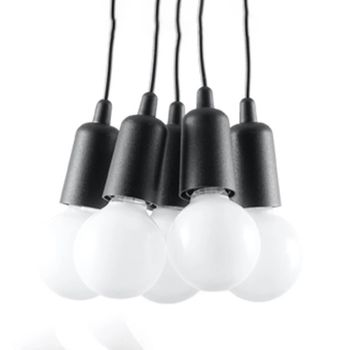 Lámpara colgante tina negro, 5 luces