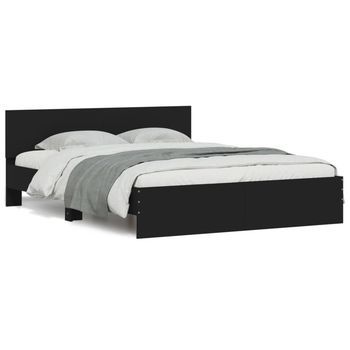 Estructura De Cama Con Cabecero Negra 150x200 Cm Vidaxl