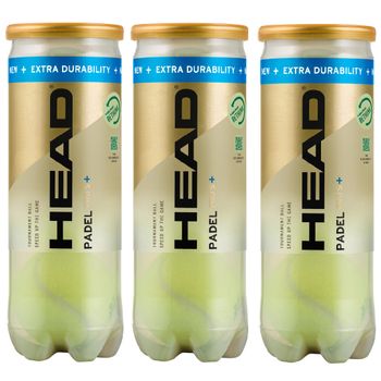 Head Padel PRO S + (2024) - Lote Pack 3 Botes, 9 Pelotas Padel, Profesionales, Super Veloces, Homologadas, Máxima Calidad, Rendimiento