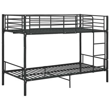 Cama Para Adultos | Litera De Metal Negro 90x200 Cm