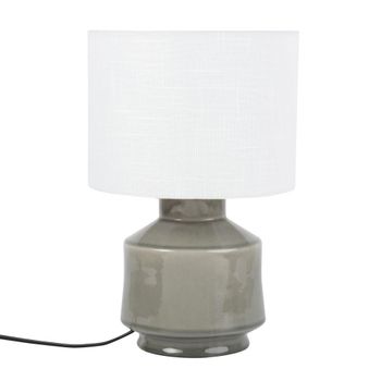 Lámpara de cerámica gris con pantalla blanca