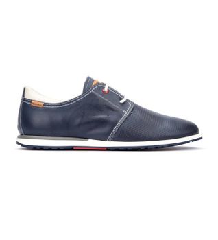 Pikolinos para hombre. M8W-6429 Zapatos de Piel Saler marino (43), Azul, Plano, 1 a 3cm, Cordones, Casual, Clásico