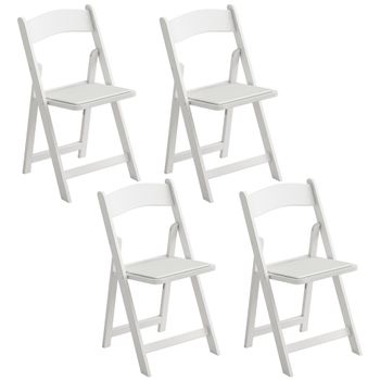 HOMCOM Lote de 4 sillas plegables de resina y PU, sillas plegables portátiles para interior y exterior, 45x44x78cm, blanco