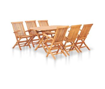 Set comedor de jardín plegable 7 piezas madera maciza de teca