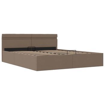 Cama Canapé Hidráulica Almacenaje Led Tela Gris Topo 160x200 Cm