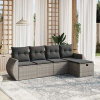 conjunto de sofas jardin con cojines 5 uds  mueble jardin mesa y sillas ratan sintetico gris cfw920094