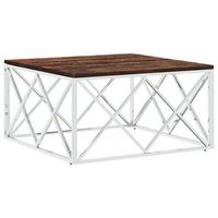 mesa de centro 80x80x40 cm madera maciza reutilizada - plateado