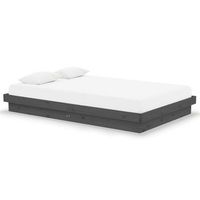 estructura de cama doble pequena madera maciza gris 120x190 cm