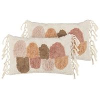 conjunto de cojines de algodon con borlas estilo boho 30 x 50 cm multicolor caltha