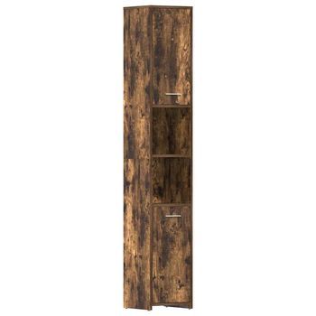 Armario Baño | Mueble Baño Madera Contrachapada Roble Ahumado 30x30x183,5cm