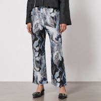 stine goya isra floral-jacquard wide-leg trousers - xs