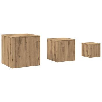 Mesas Auxiliares 3 Uds Madera De Ingeniería Roble Artisan Vidaxl