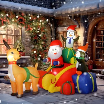 Inflables De Navidad De Poliéster Outsunny 180x120x155 Cm Multicolor